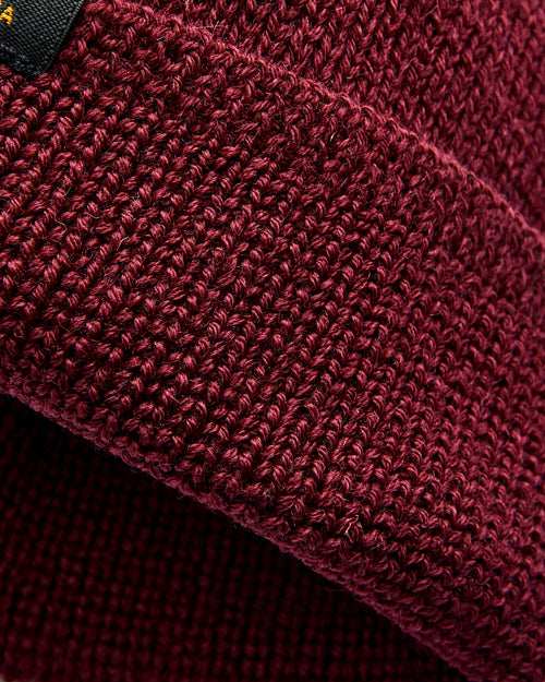 Wool Knit Watch Cap in Burgundy