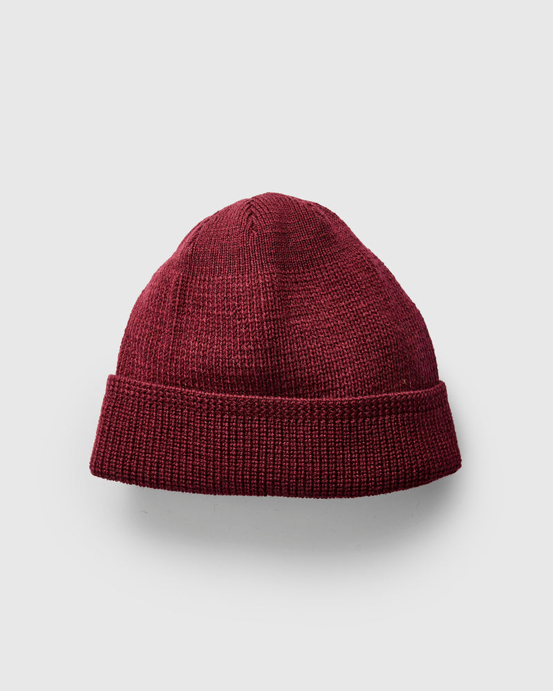Wool Knit Watch Cap in Burgundy