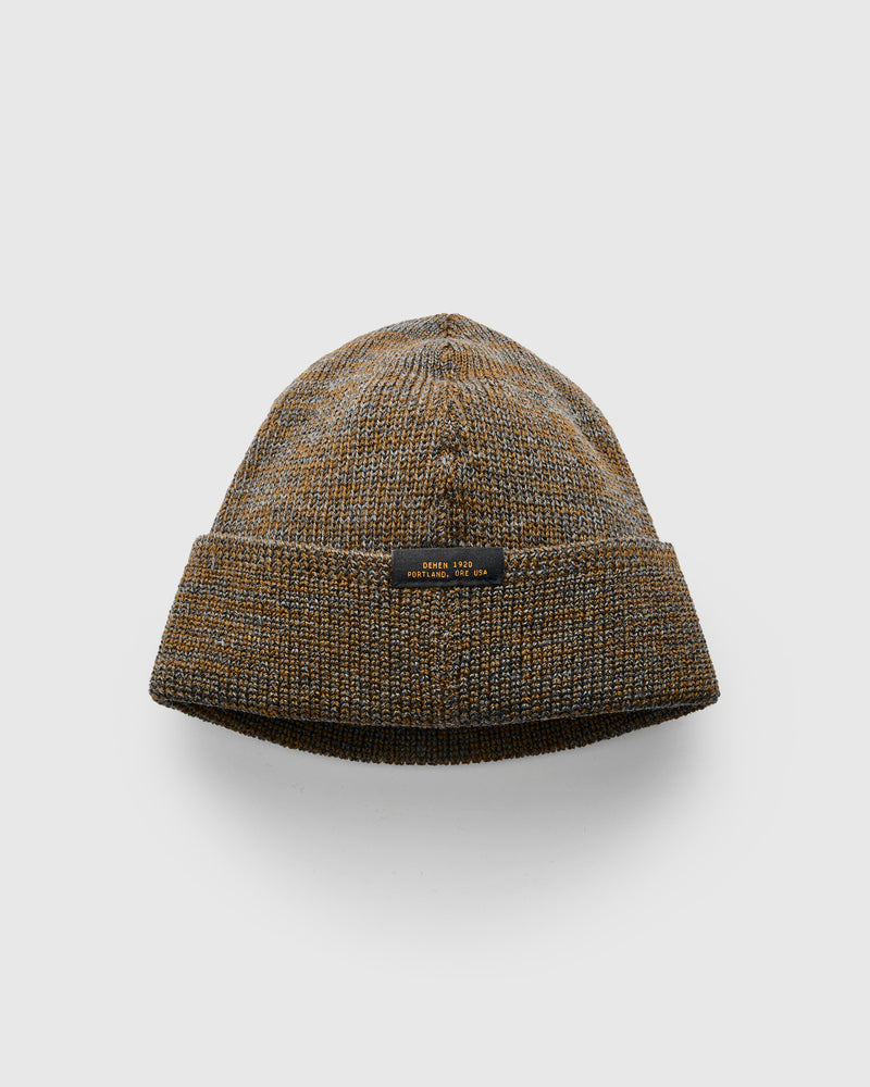 Wool Knit Watch Cap in Charcoal/Goldmine Mix
