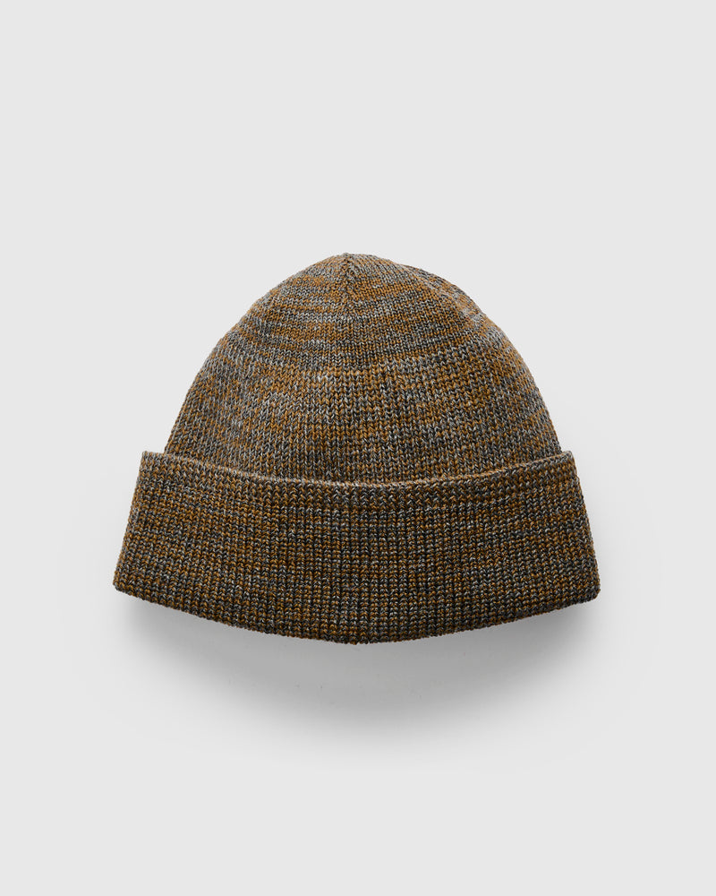 Wool Knit Watch Cap in Charcoal/Goldmine Mix