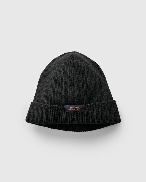 Wool Knit Watch Cap in Black