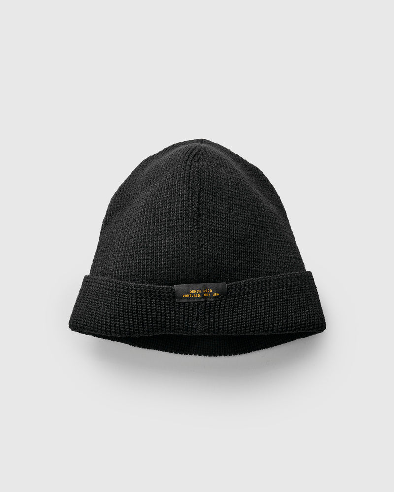 Wool Knit Watch Cap in Black