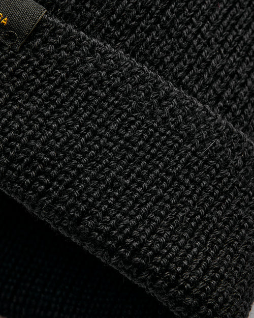 Wool Knit Watch Cap in Black