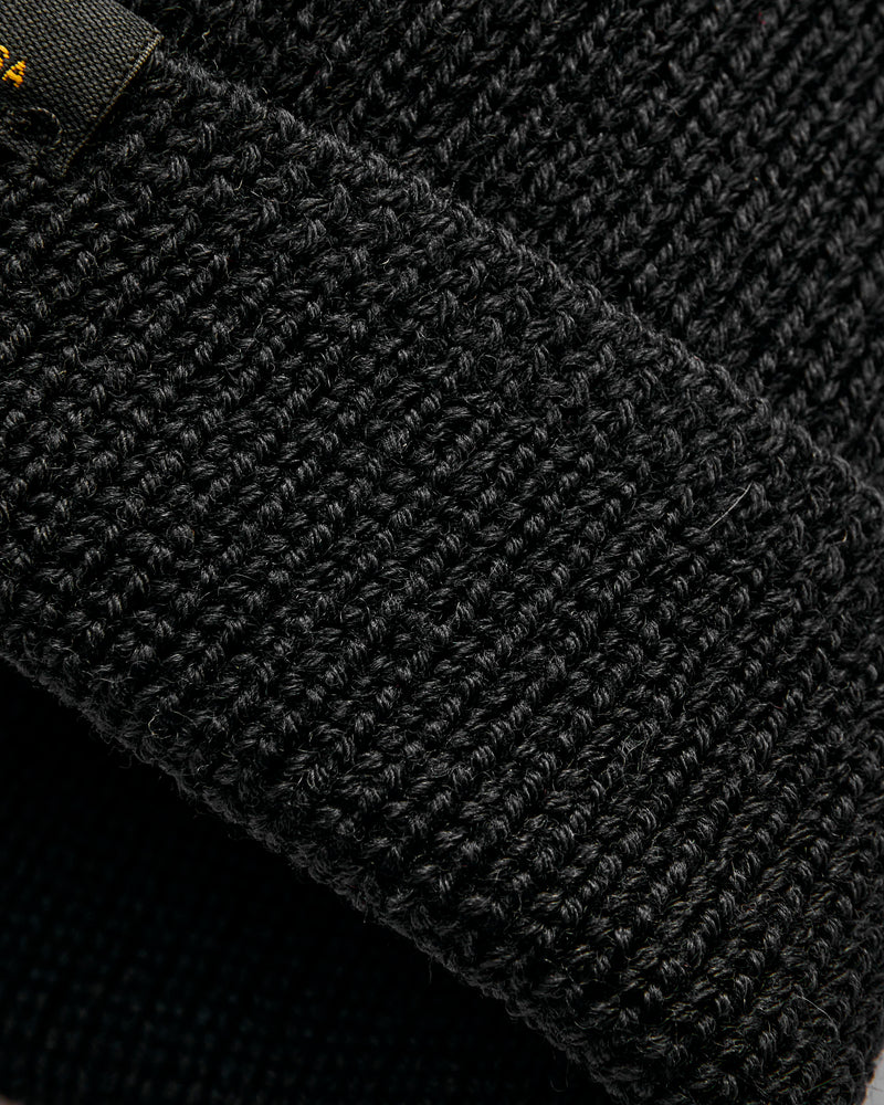 Wool Knit Watch Cap in Black