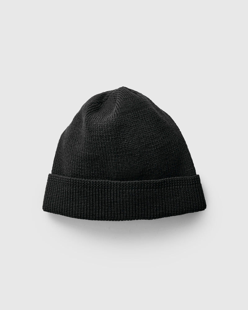 Wool Knit Watch Cap in Black