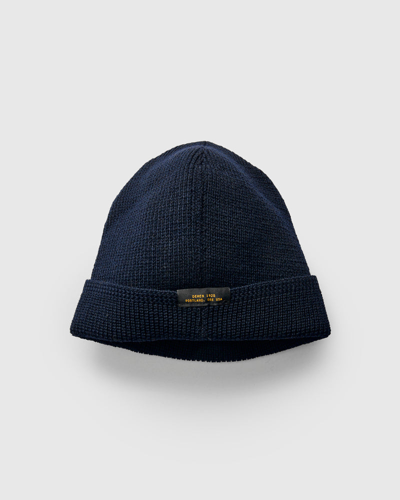 Wool Knit Watch Cap in Dark Navy