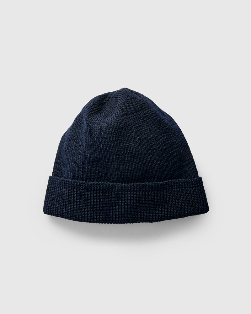 Wool Knit Watch Cap in Dark Navy