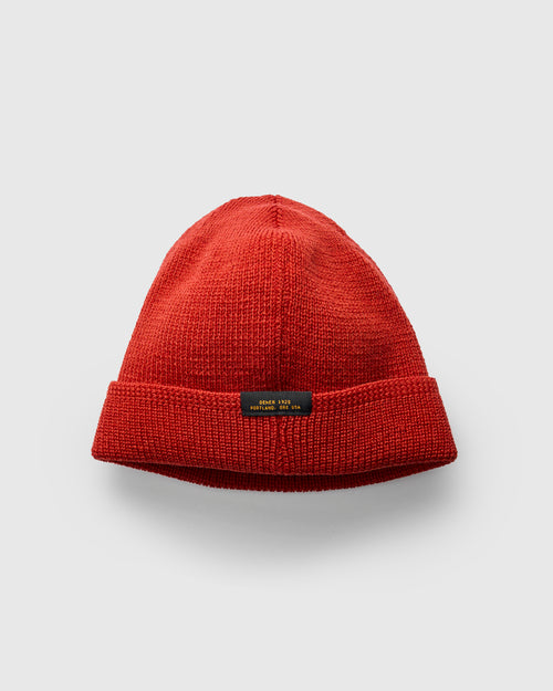 Wool Knit Watch Cap in Forster Red