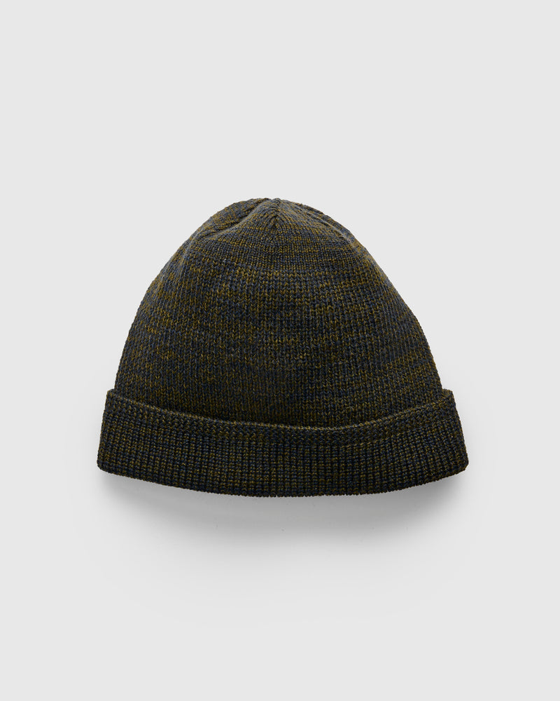 Wool Knit Watch Cap in Loden/Navy Mix