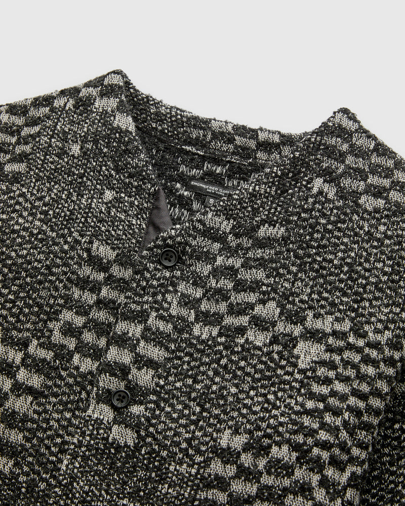 Block Pattern Knit Cardigan Sweater in Black White