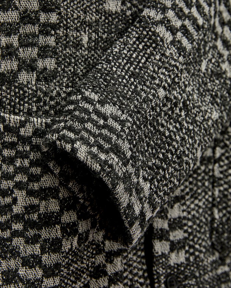 Block Pattern Knit Cardigan Sweater in Black White