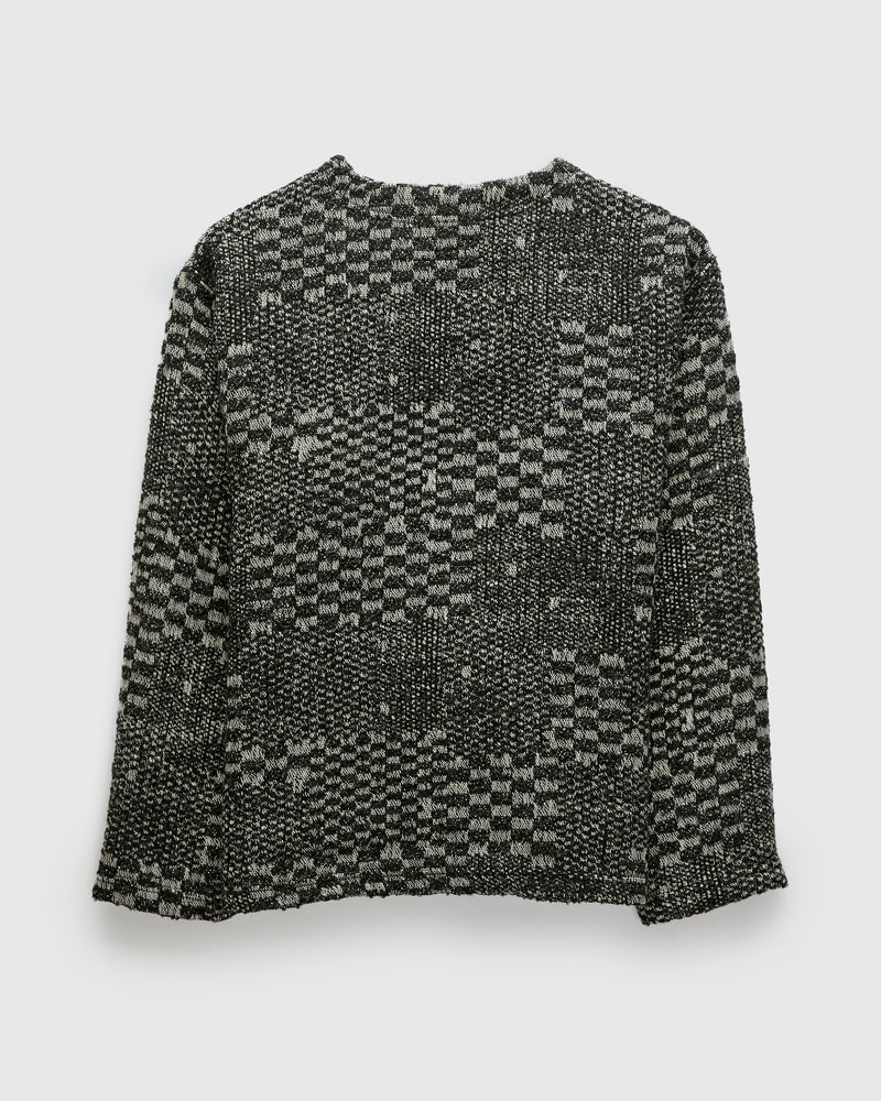 Block Pattern Knit Cardigan Sweater in Black White