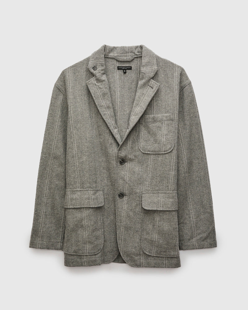 Loiter Jacket in Light Grey Wool Striped HB