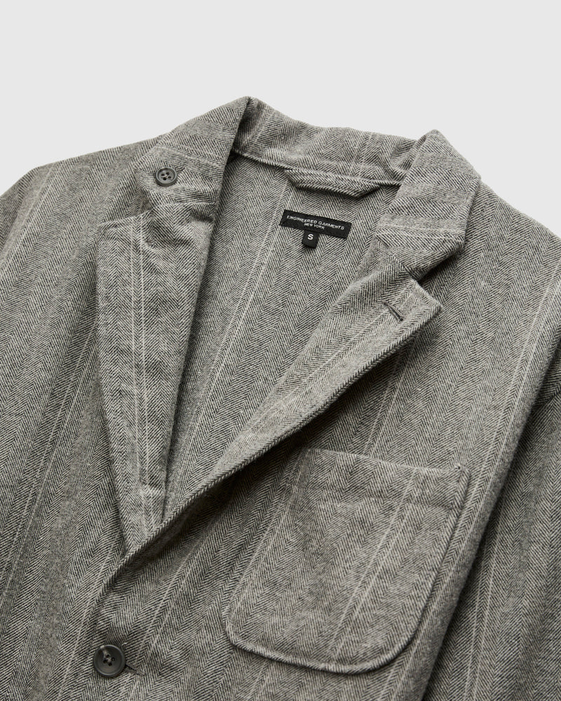 Loiter Jacket in Light Grey Wool Striped HB