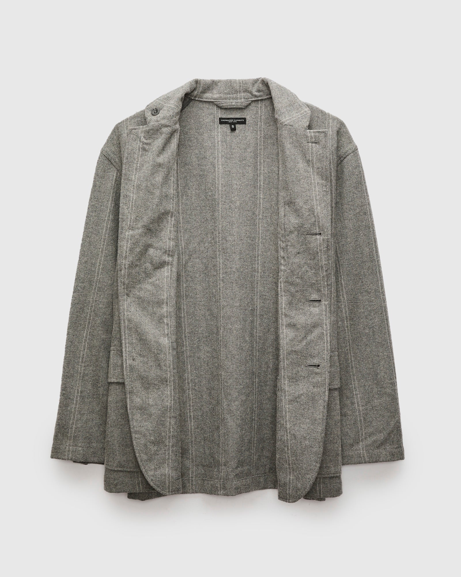 Loiter Jacket in Light Grey Wool Striped HB – Blue Owl Workshop
