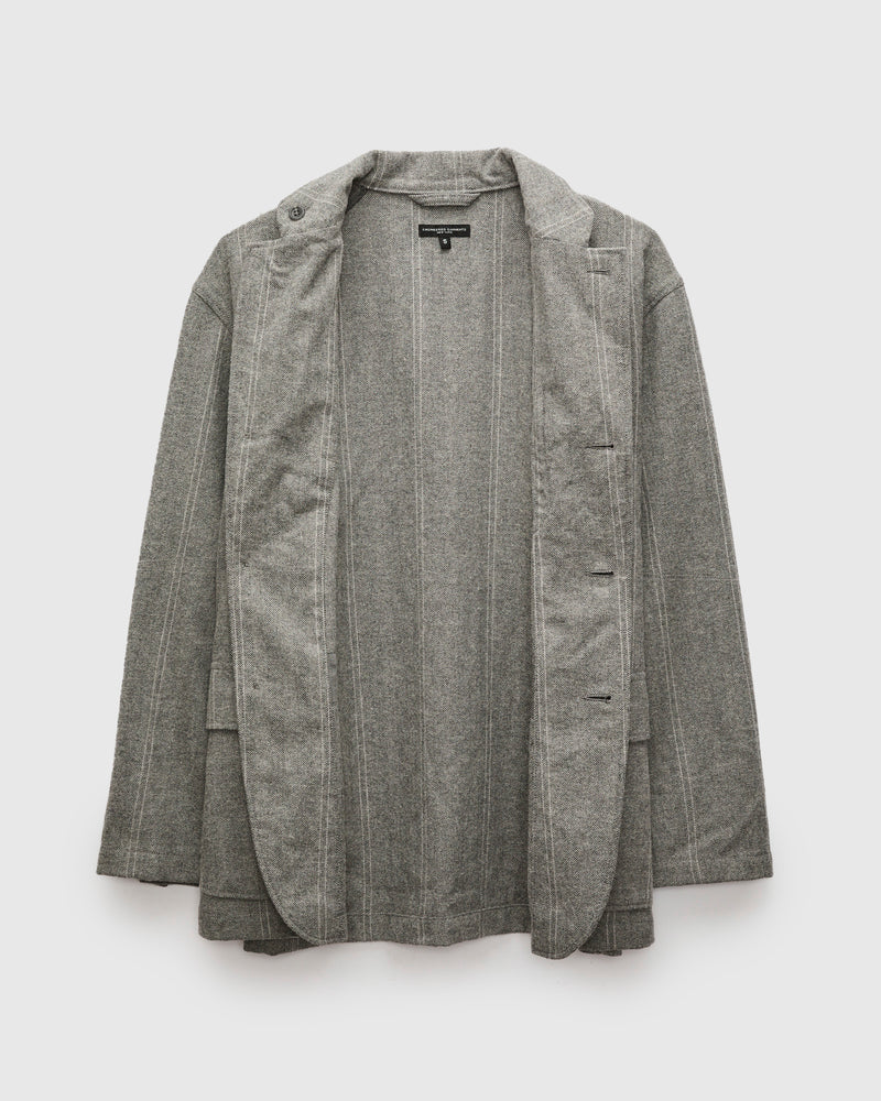 Loiter Jacket in Light Grey Wool Striped HB