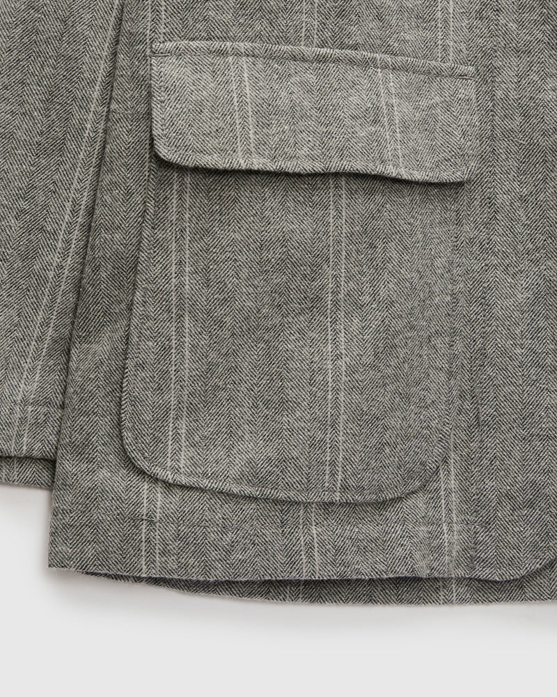 Loiter Jacket in Light Grey Wool Striped HB