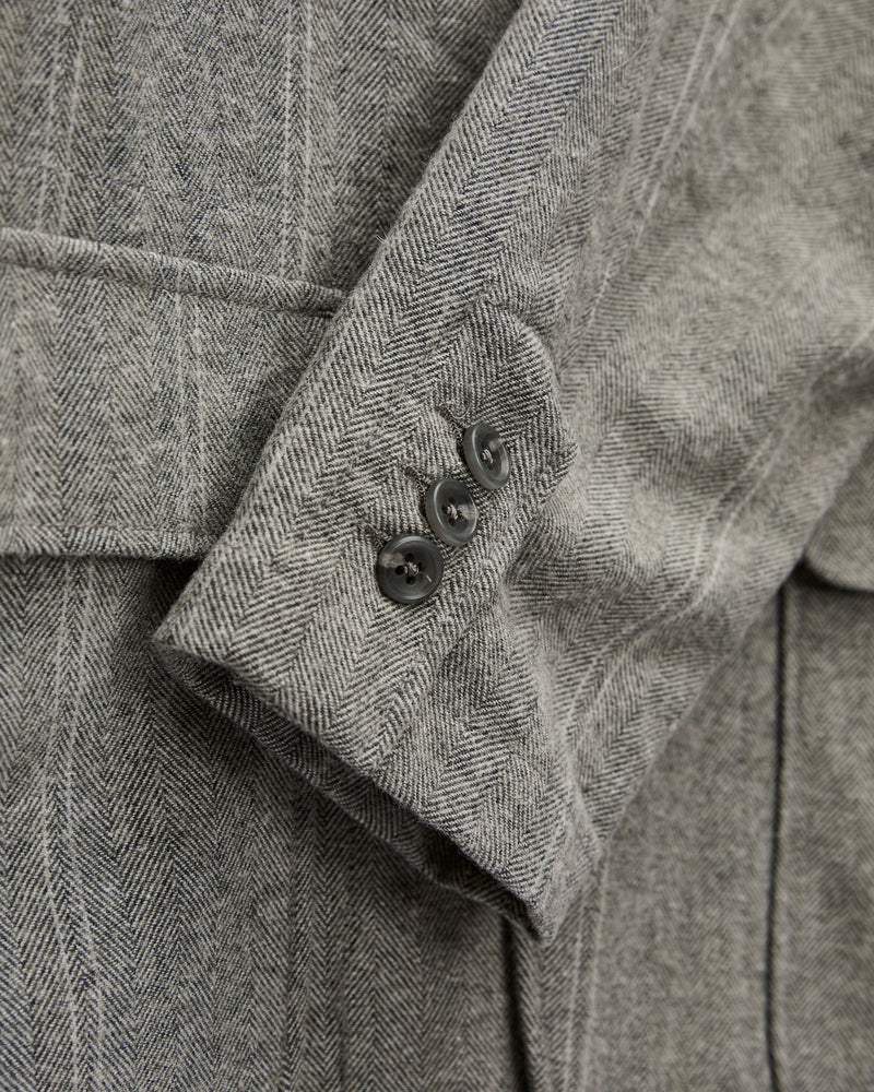 Loiter Jacket in Light Grey Wool Striped HB