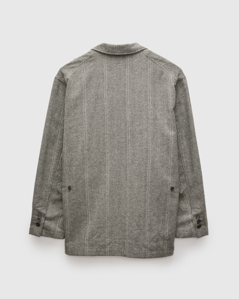 Loiter Jacket in Light Grey Wool Striped HB