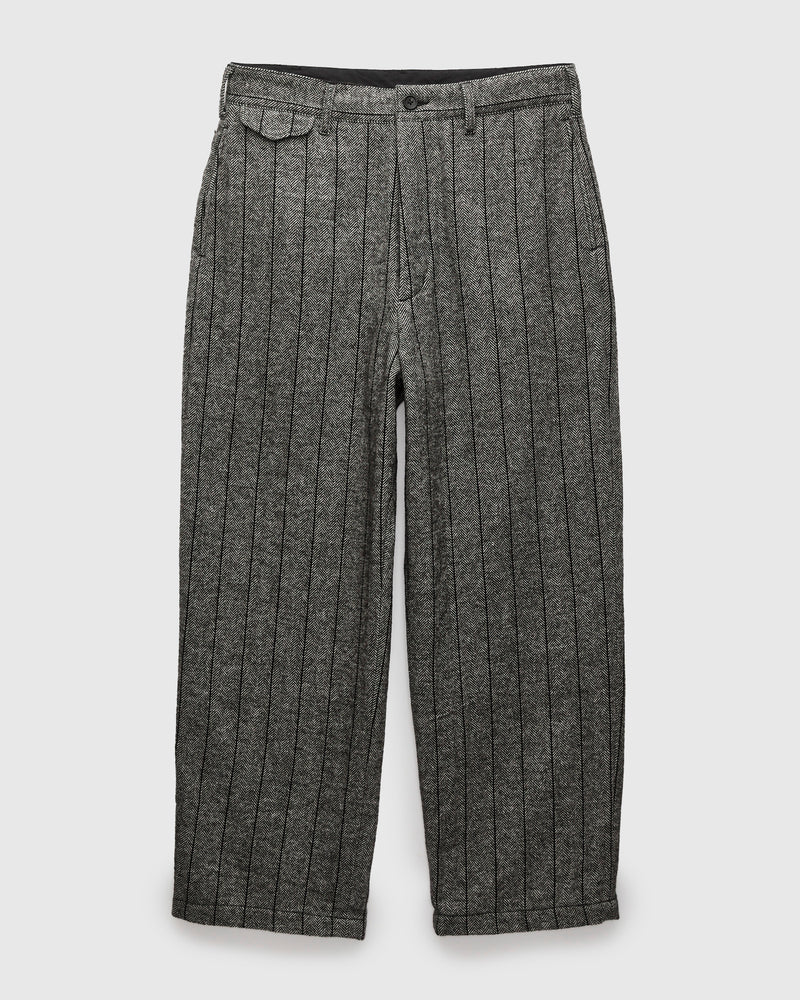 Officer Pants in Dark Grey Wool Striped HB