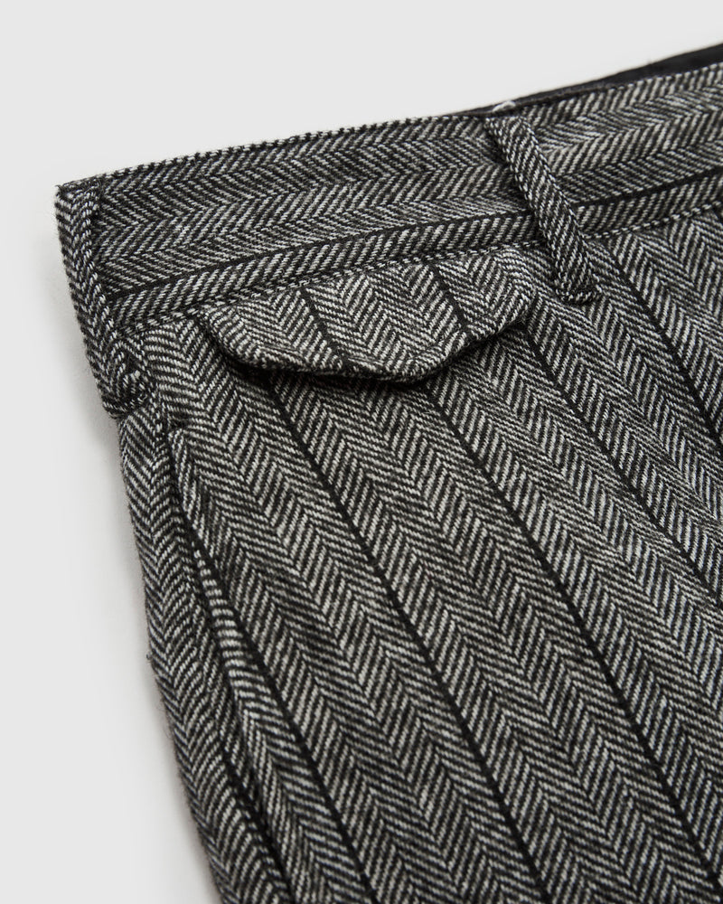 Officer Pants in Dark Grey Wool Striped HB