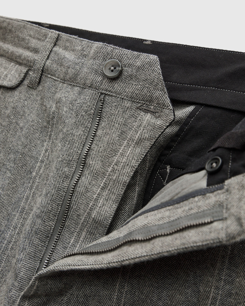 Officer Pants in Light Grey Wool Striped HB