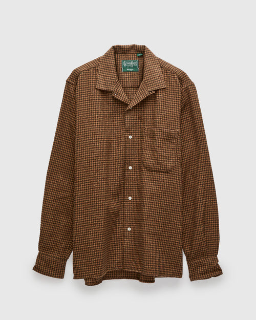 Houndstooth Check Camp Shirt in Brown