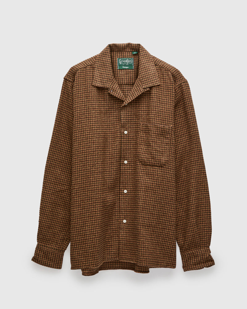 Houndstooth Check Camp Shirt in Brown