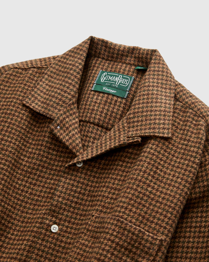 Houndstooth Check Camp Shirt in Brown