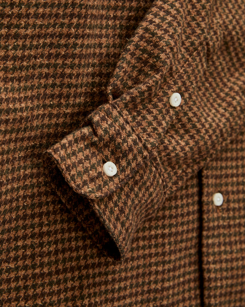Houndstooth Check Camp Shirt in Brown