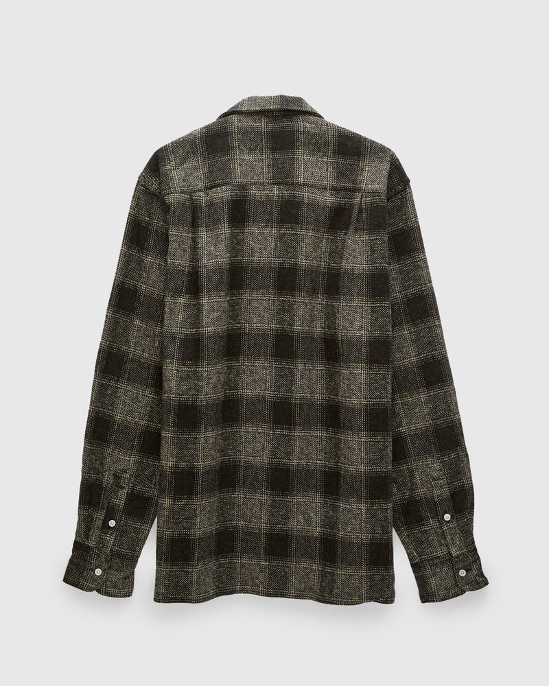 Tweed Check Camp Shirt in Black