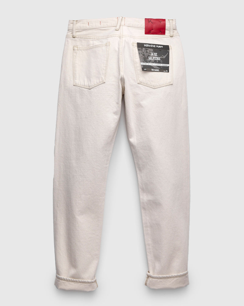 14oz "Ecru" Natural Slub Selvedge Denim - Barrel Wide Straight