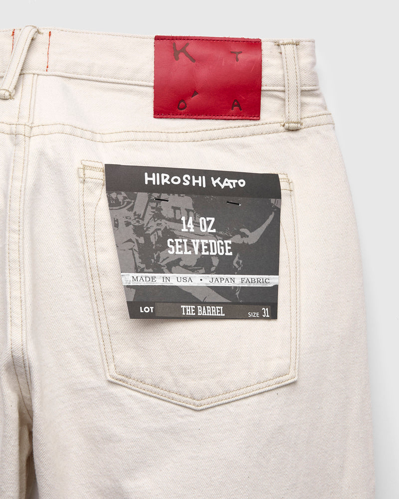 14oz "Ecru" Natural Slub Selvedge Denim - Barrel Wide Straight