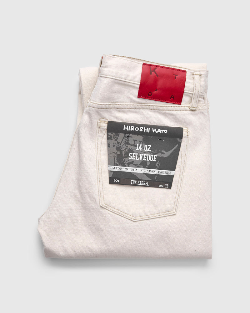 14oz "Ecru" Natural Slub Selvedge Denim - Barrel Wide Straight