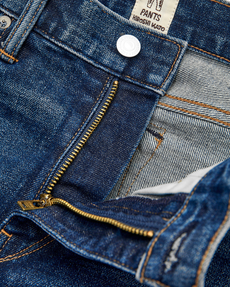 "Nikki" 14oz Washed Indigo Stretch Selvedge Denim - Hammer Straight