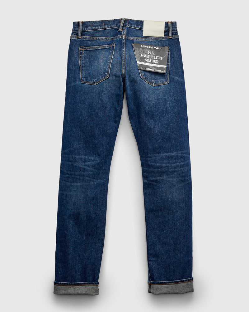 "Nikki" 14oz Washed Indigo Stretch Selvedge Denim - Hammer Straight