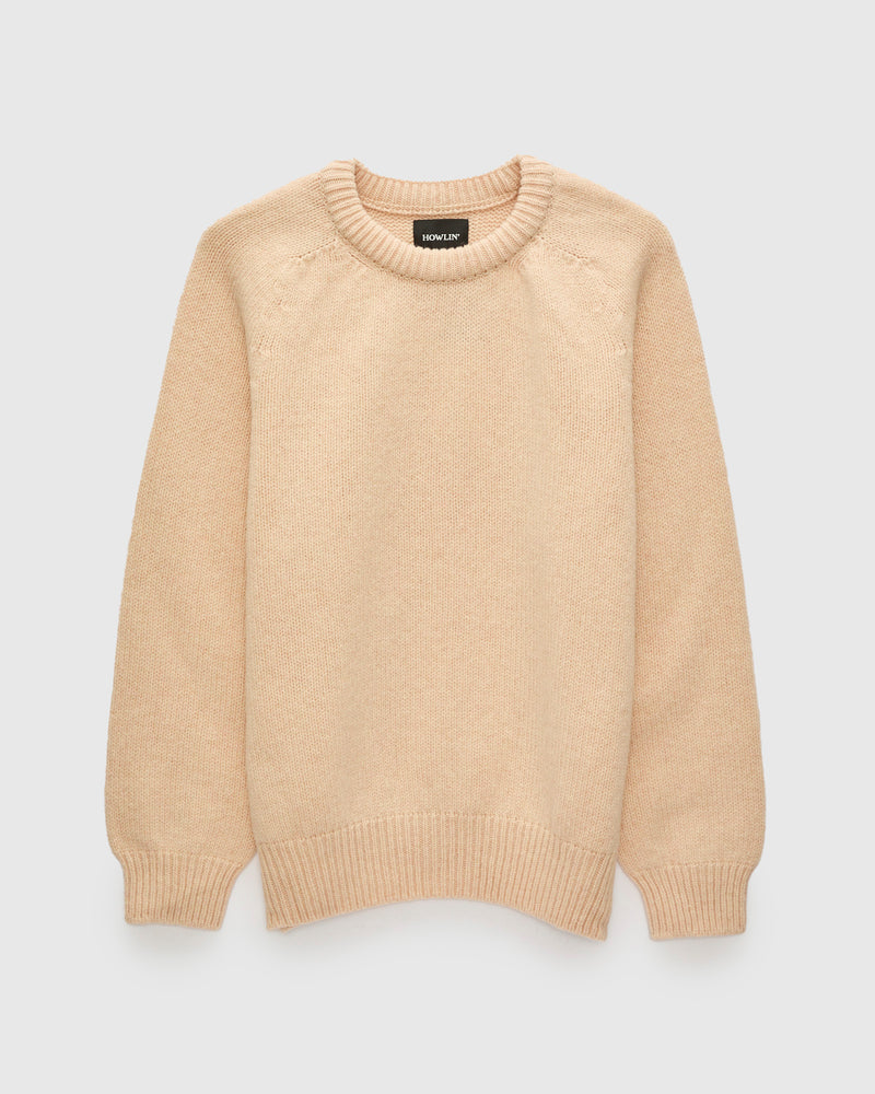 "Boxy Space Knit" Wool Sweater in Almond
