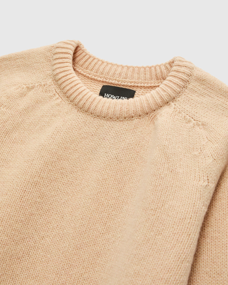 "Boxy Space Knit" Wool Sweater in Almond