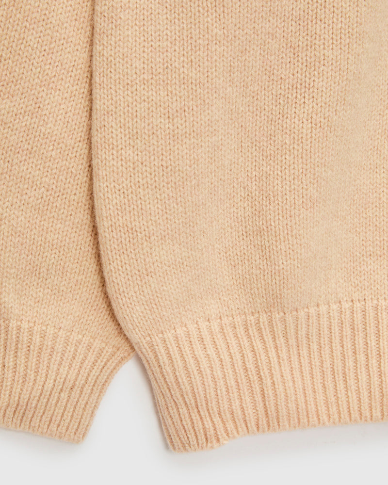 "Boxy Space Knit" Wool Sweater in Almond
