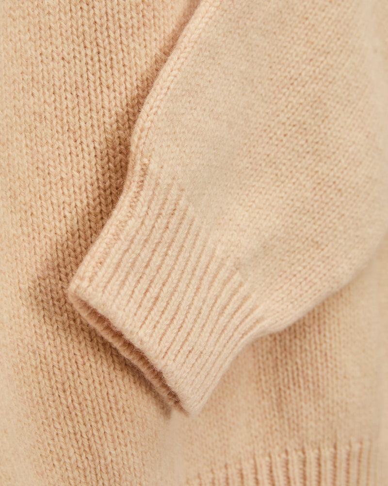 "Boxy Space Knit" Wool Sweater in Almond