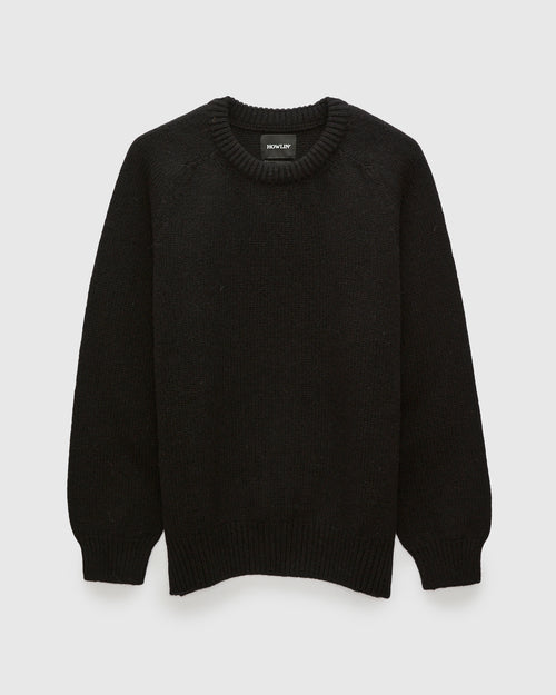 "Boxy Space Knit" Wool Sweater in Black