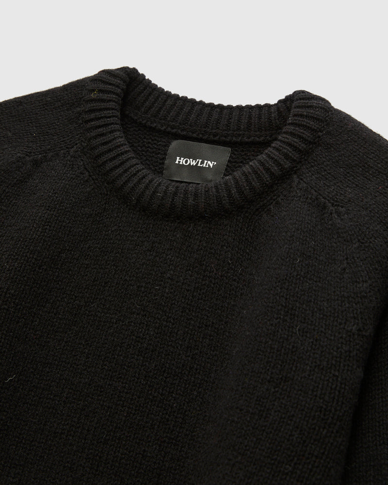 "Boxy Space Knit" Wool Sweater in Black