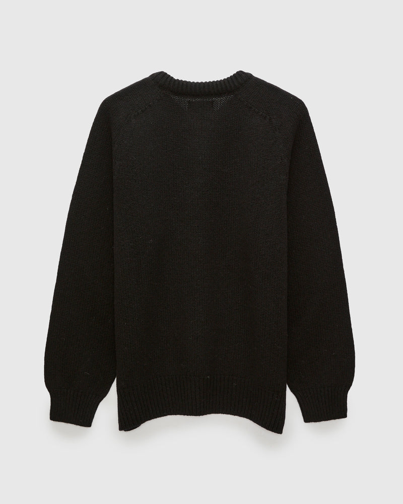 "Boxy Space Knit" Wool Sweater in Black