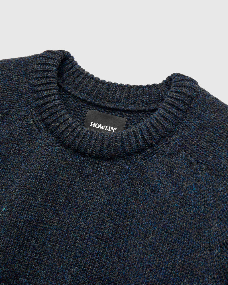 "Boxy Space Knit" Wool Sweater in Storm