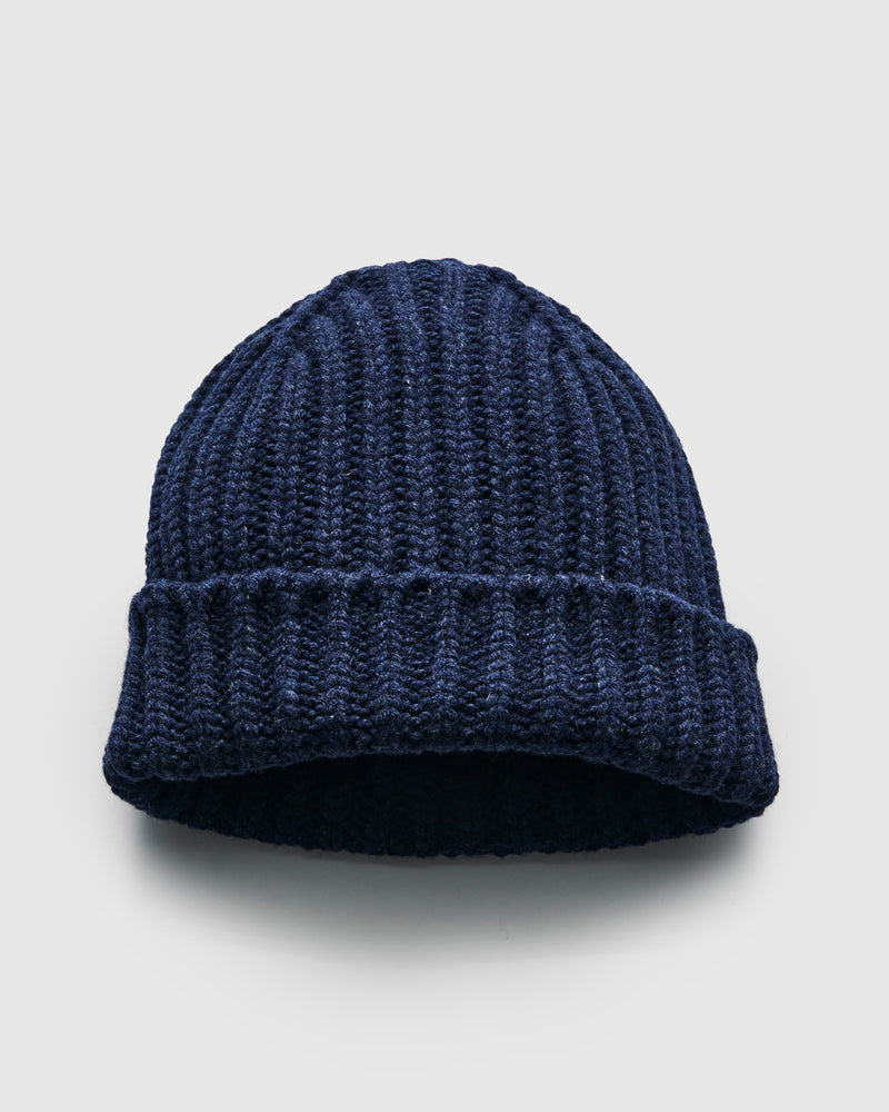 "Brain Freezer" Wool Beanie in Navy