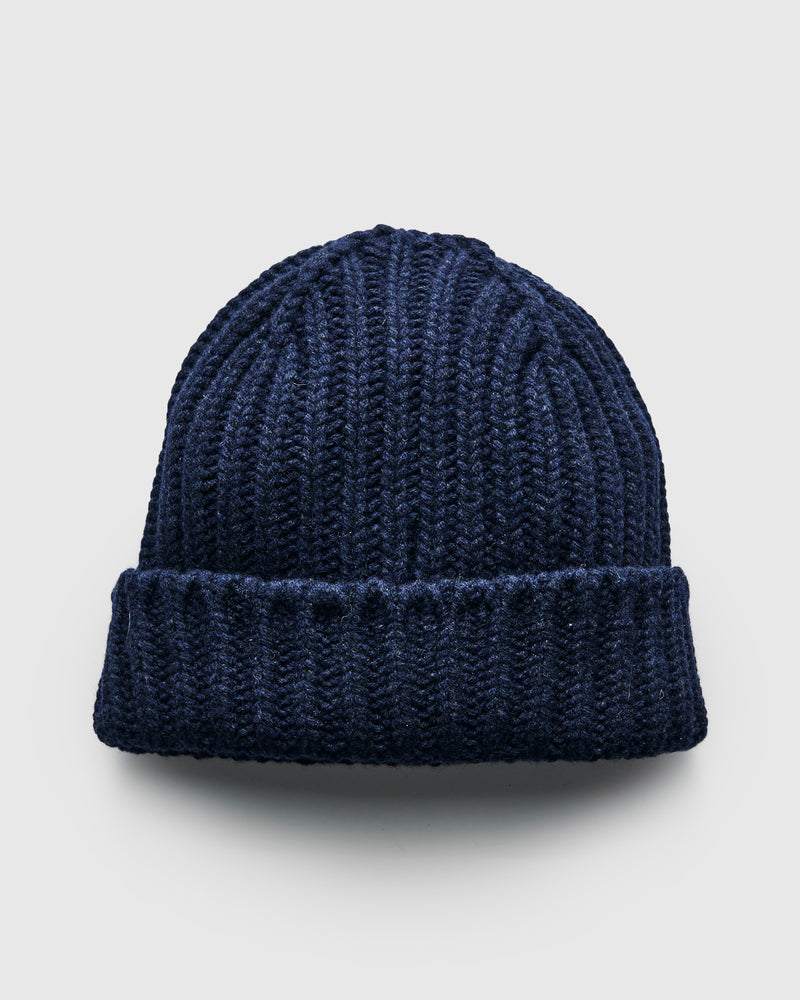 "Brain Freezer" Wool Beanie in Navy
