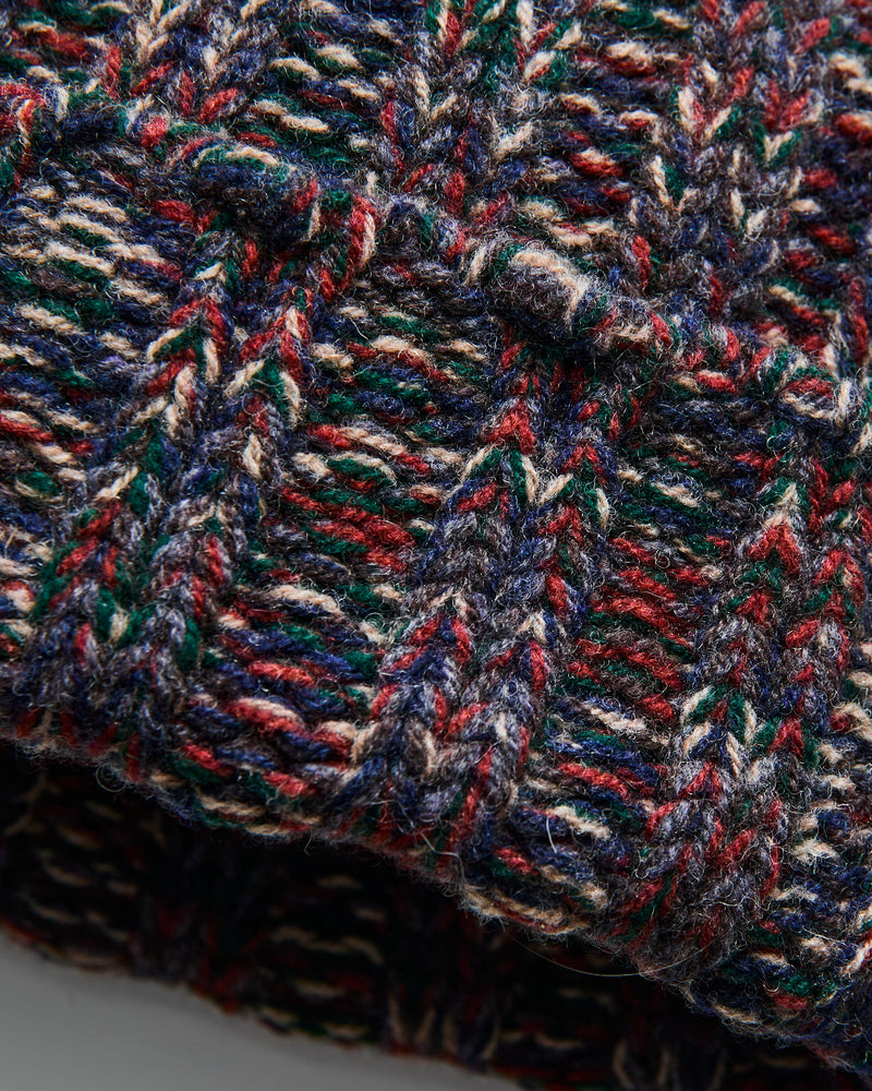 "Marled Fantasies" Wool Beanie in Navy Mix