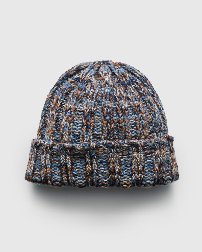 "Marled Fantasies" Wool Beanie in Jeans Mix