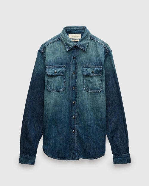Earl Selvedge Denim Shirt in Dark Washed Indigo
