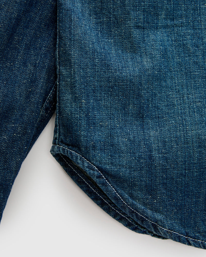 Earl Selvedge Denim Shirt in Dark Washed Indigo